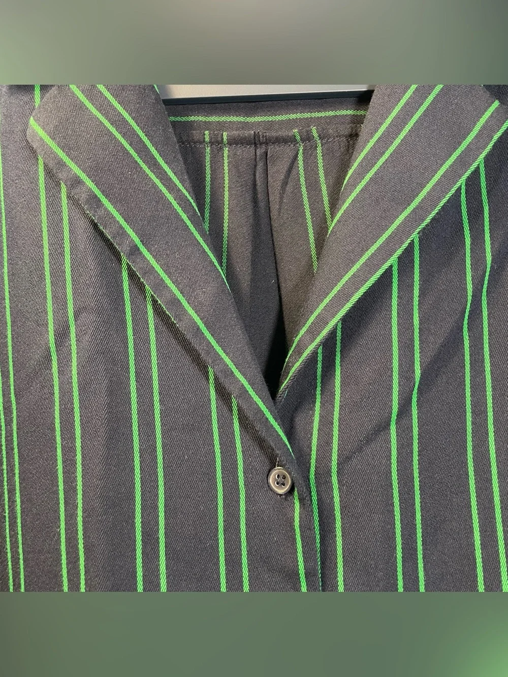 Banana Republic Navy & Green Stripe Cuban Camp Shirt Size M